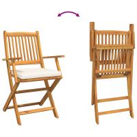 Sillas de jardín plegables vidaXL con cojín blanco 2pcs de madera de acacia maciza - details 6
