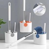 Cepillo De Inodoro Con Soporte De Silicona Limpieza De Baño Accesorios De WC Cepillo Largo Montado En La Pared Para Hogar - details 6