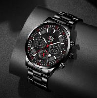 Reloj De Pulsera De Cuarzo Para Hombre Estilo Casual Y Negocio Material De Acero Inoxidable Luminoso Con Correa De Cuero Reloj De Fecha - details 2