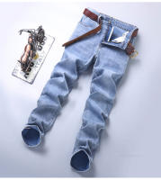 Jeans De Primavera Para Hombre Color Azul Claro Estilo Slim Tejido Elástico Materiales Suaves Pantalones Clásicos Casuales - details 19