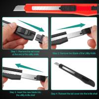 Cuchillas De Corte De 24 Piezas En Una Caja (Cuchillo De 9mm Ancho Retráctil) Herramienta Multifuncional De Plástico Para Metalworking - details 4