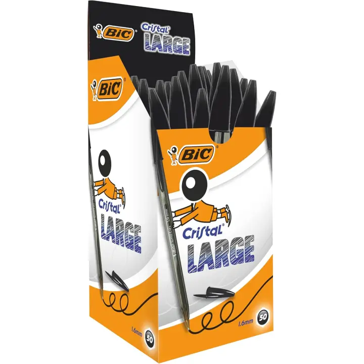 BIC Cristal Large Bolígrafo Punta Ancha 1,6mm Negro (Caja de 50 Uds.) - 1