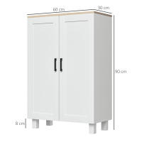 HOMCOM Armario de Salón Moderno Armario de Almacenaje con 2 Puertas Estante Ajustable y Base Elevada para Cocina Comedor Pasillo Dormitorio Dispositivo Antivuelco 60x30x90 cm Blanco - details 2