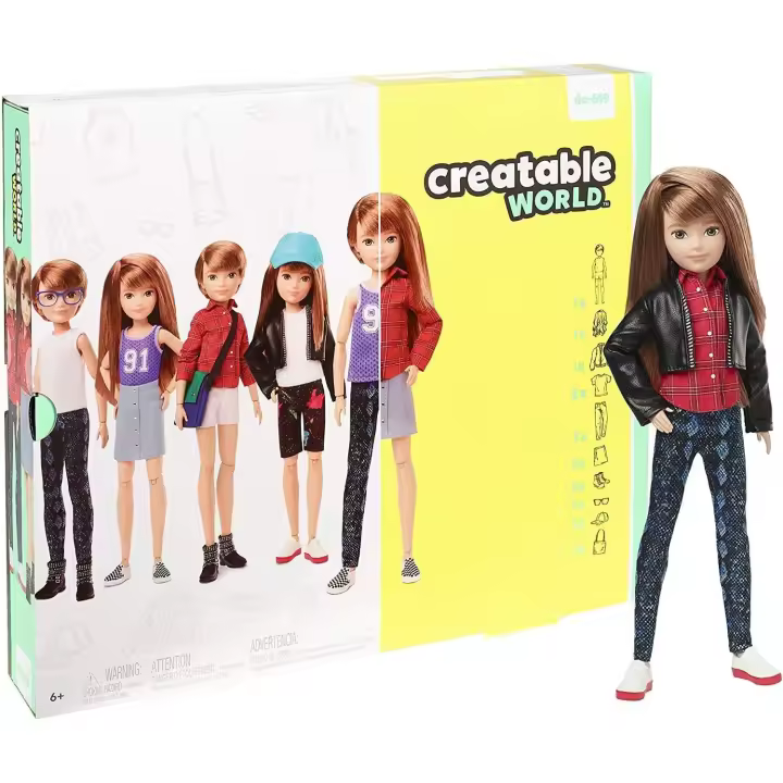 Creatable World Figura Unisex, muñeco inclusive articulado, pelucas color rubio oscuro y accesorios (Mattel GGG53) - 1