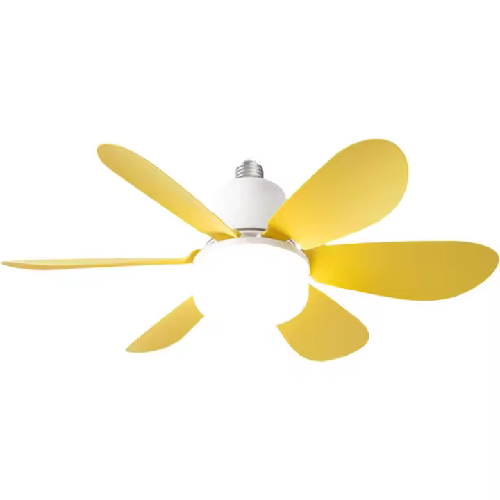 Porcheddu Ventilador de techo con casete E27 con Luz, Base roscada, Aspas extraíbles, atormilado Luz con ventilador de techo y control remoto, adecuado para Garaje, baño, dormitorio, Cocina, Luz Redonda - 1