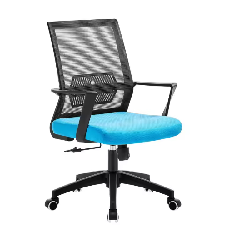 Sillón de oficina RICH, negro, malla negro y tejido color a elegir (rojo o azul) - 1