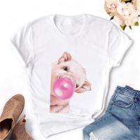Camiseta De Mujer Con Estampado De Leopardo Y Pato Moda Harajuku Coreana Kawaii Tops Casual Manga Corta Cuello Redondo Algodón - details 8