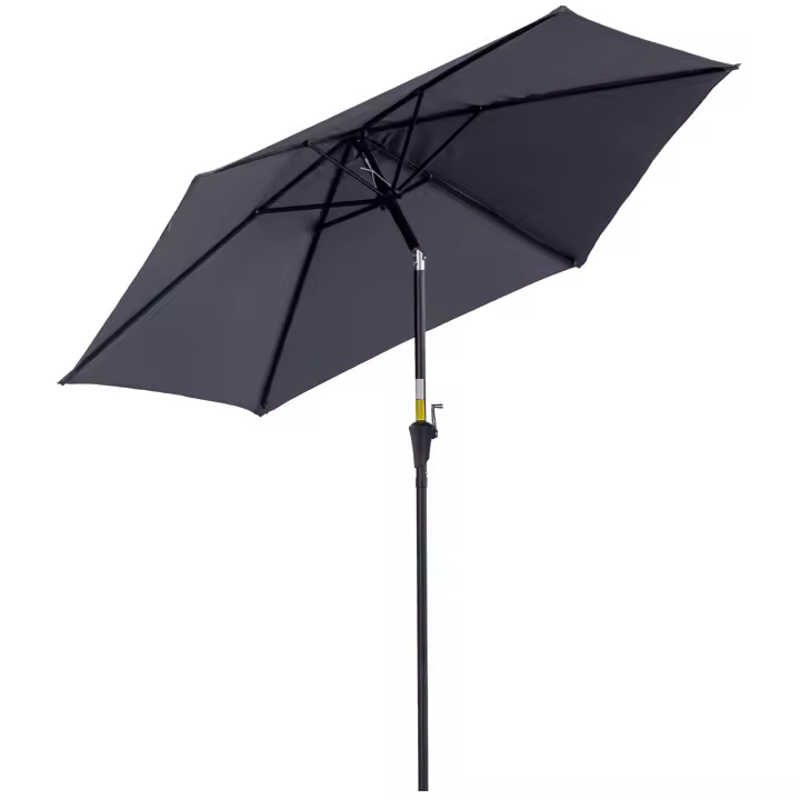 Outsunny Sombrilla para Jardín Ø270x235 cm Parasol de Aluminio con Reclinable con Manivela y 6 Varillas para Terraza Exterior Balcón - 1
