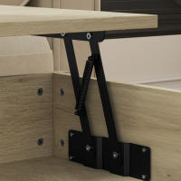 HOMCOM Mesa de Centro Elevable Mesa de Café con Encimera Elevable Espacio Oculto de Almacenaje Cajones y Estante Abierto 100x50x48-62 cm Roble - details 3