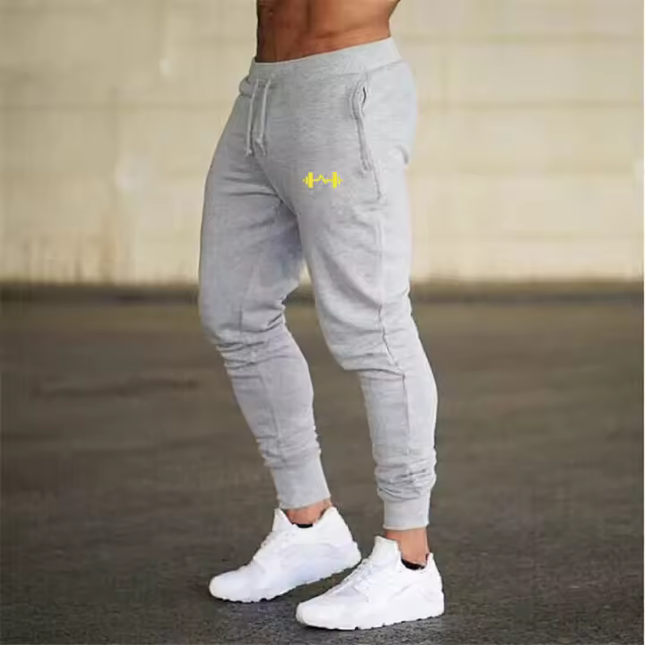 Pantalones Casuales Para Hombre Con Cierre De Cordón Estampado De Barril Ajuste Suave Para Primavera Otoño Pantalones Deportivos De Rodilla Larga - 1