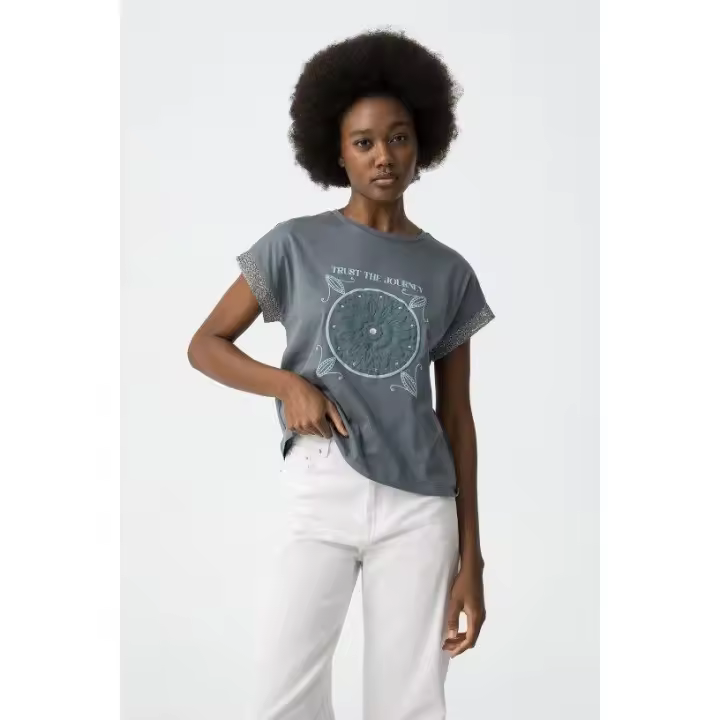 Marcas Mujer Ropa Tiffosi Tiffosi mujer Camisetas y tops  Camiseta - Tiffosi- Nomada gris azulado - 1