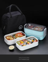 Caja De Almuerzo De Acero Inoxidable 304 Para Adultos Y Niños Escuela Oficina 1/2 Capas Microwaviable Portátil Contenedores De Alimentos Con Cuadrícula Bento - details 18