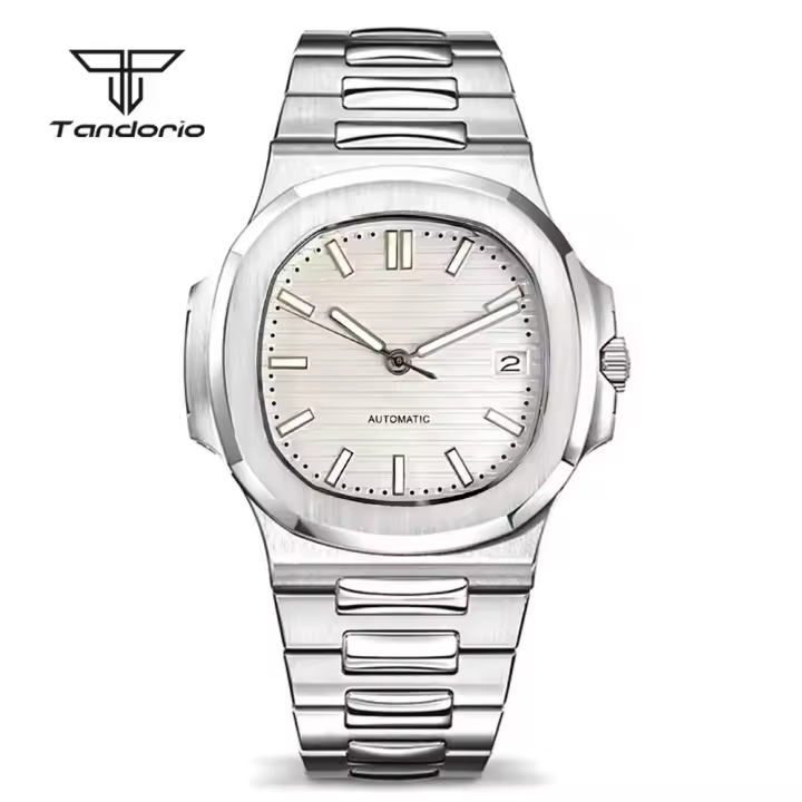 Reloj Automático Tandorio Cuadrado 40mm Para Hombre Acero Inoxidable NH35 Multicolor Dial Cristal De Zafiro Fecha Luminoso Mecánico De Pulsera - 1