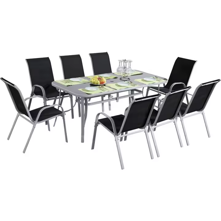 Comedor de jardín Cordoba XL 180 - "Phoenix" - Negro - 1