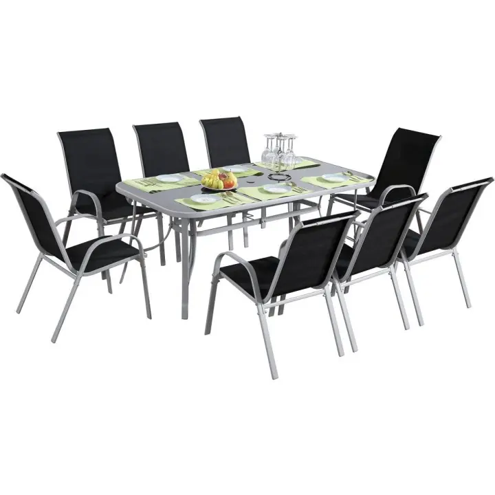 Comedor de jardín Cordoba XL 180 - "Phoenix" - Negro - 1