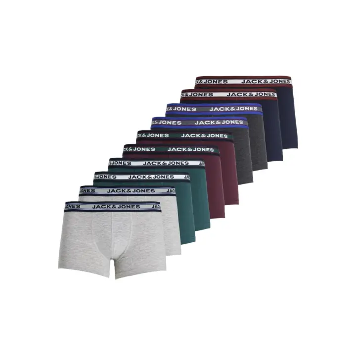 Jack & Jones Jacsolid - Pack de 10 Bóxers de Algodón Elástico para Hombre - Multicolor - 12189937 - 1