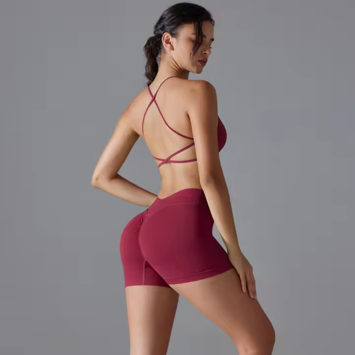 Chándal Scrunch para mujer, conjunto de yoga sin costuras para entrenamiento, sujetador deportivo, leggings altos Belta, pantalones de gimnasio, ropa deportiva, 2 - 1
