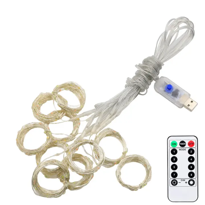 Guirnalda De Luces De Enredadera De Año Nuevo Y Navidad Para Decoración De Fiesta Y Boda Con Control Remoto Tamaños Variados 6M/3M/2M/1M - 1