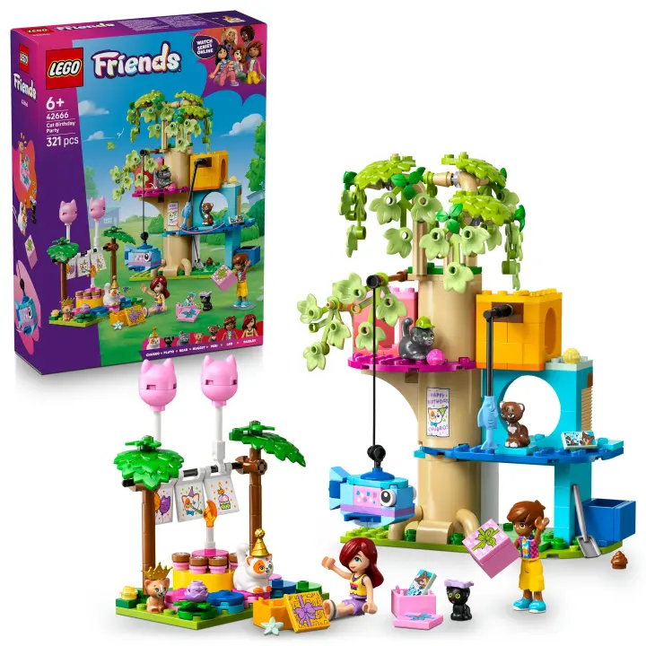 [PREVENTA] LEGO® Friends Fiesta de Cumpleaños y Casa del Árbol Felina Kit de Construcción, Juego Simbólico, Idea de Regalo para Niñas y Niños de 6 Años o Más, 2 Minipersonajes 42666 - 1