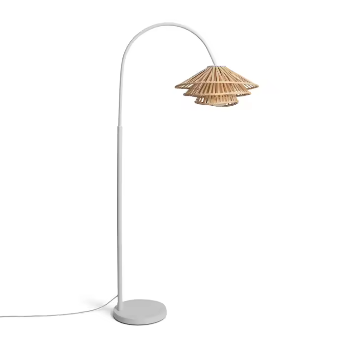 LEDKIA LIGHTING - Lámpara de Pie Ailen | Metal y Bambú Natural | Luz Suave y Acogedora | Diseño Boho y Nórdico | Estructura Resistente | Ideal para Salones y Dormitorios, Blanco, Bambú - 1