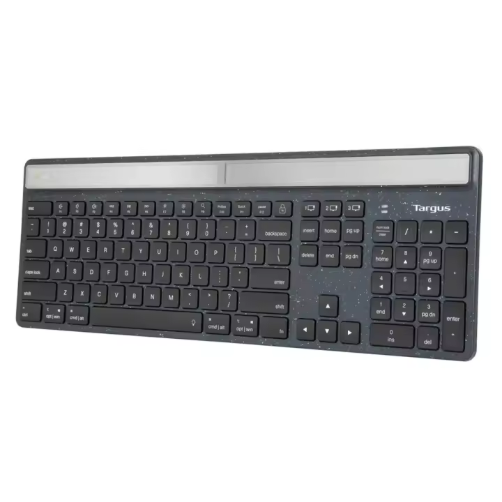 Teclado inalambrico targus akb868es ecosmart solar keyboard antimicrobiano bluetooth full size usb - c negro - 1