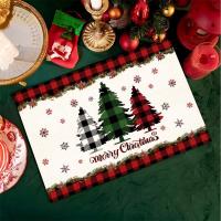 Mantelos De Lino Navideños Con Diseño De Árboles Nieve Y Gnomos Tapetes De Mesa Ecológicos Para El Hogar Y Hoteles - details 6