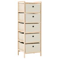 vidaXL Estantes con 5 cestas de tela madera de cedro beige1 ud o 2 uds | práctico organizador multiusos diseño compacto funcional - details 1