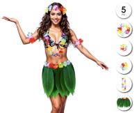 Disfraz Hawaiano Falda de Paja, 5 Pcs Set Hawaiano con Collar Pulsera Guirnalda Diadema Hawaiano, Falda Hawaiana Hierba para Niñas Mujer Adultos para Playa Fiestas Temáticas - details 3