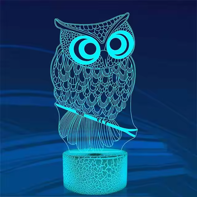 Lámpara De Noche USB Creativa En Forma De Animal Buho 3D Para Dormitorio Juguete De Pájaro Lindo Luz Atmosfera De Mesa Extraña Regalo - 1