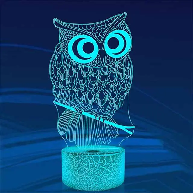 Lámpara De Noche USB Creativa En Forma De Animal Buho 3D Para Dormitorio Juguete De Pájaro Lindo Luz Atmosfera De Mesa Extraña Regalo - 1