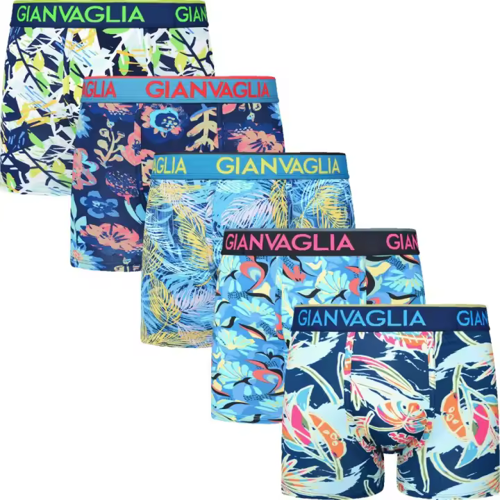 Paquete de 5 calzoncillos bóxer de algodón para hombres GIANVAGLIA Calzoncillos Boxers de Algodón Ajustados Clásicos - 1