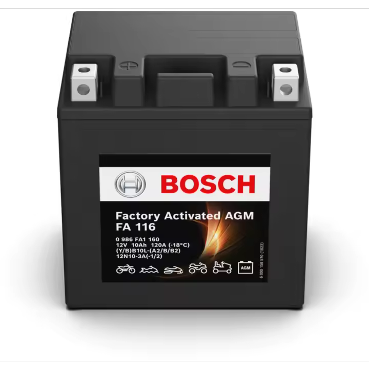 Batería Bosch FA116 - AGM. Tecnología AGM. 12V - 10Ah/120A (EN) - 1