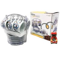 Set 6 Tazas Café con Soporte Metálico Juego de Tazas de Porcelan - details 0