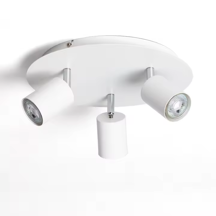 Ledkia Lámpara de Techo Circular Orientable Metal 3 Focos Whitstable Blanco - 1