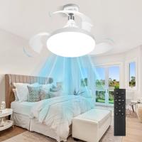 Ventilador de techo inteligente Invisible Con Luz y control remoto, 3000K-6500K, 3 Colores, regulable, base E27, Aspas retráctiles, lámpara colgante para dormitorio, estudio, iluminación de Sala - details 0