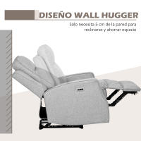 HOMCOM Sillón Reclinable Eléctrico Sillón Relax de Salón con Reclinación hasta 150° Reposabrazos y USB Carga 136 kg Sofá Reclinable para Salón Oficina Dormitorio 84x92x104 cm Gris - details 4
