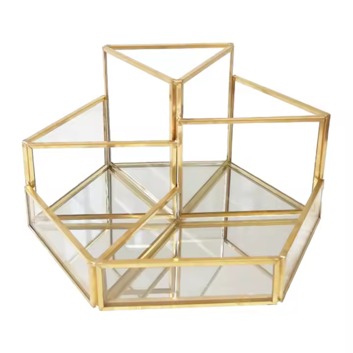 Organizador de Maquillaje de Vidrio Multifuncional Caja de Joyería para Labial y Esmalte de Uñas - 1
