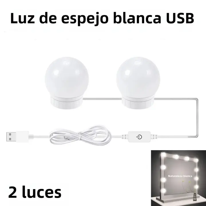 Espejo De Maquillaje LED Con Luz De Encendido Libre Iluminación Tridimensional Blanca Para Mesa De Vestir Rotativa Táctil - 1