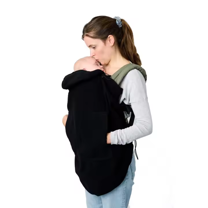 Momawo Cobertor porteo polar ECO New, Invierno, Entretiempo, Impermeable, Resistente al agua, Funda universal portabebé con capucha, adaptable a todo tipo de Portabebé, mochila, fular, Tejido polar 100% Reciclado - 1