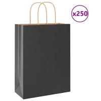 vidaXL Bolsas de papel kraft con asas 250 uds negra 26x12x35 cm en color Negro/Rosa/Amarillo y más - details 0