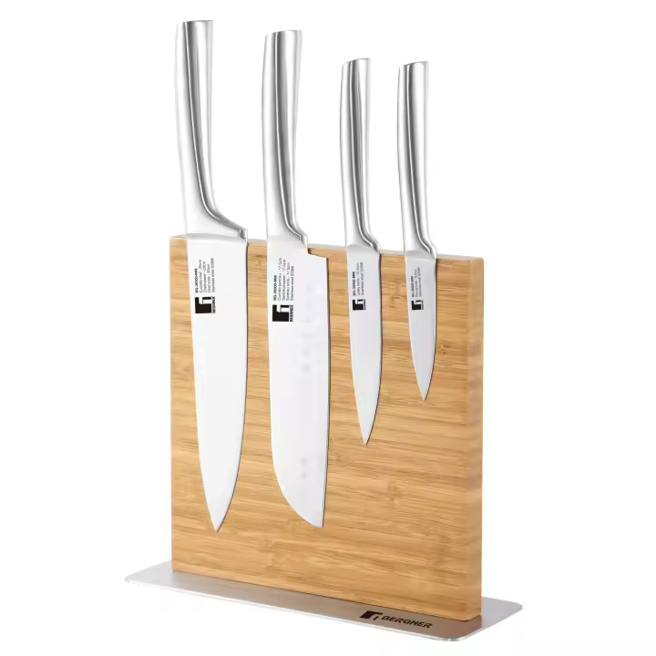 Bergner Set 5pcs Cuchillos de Cocina Acero Inoxidable Kobe con Soporte de Bambú - 1