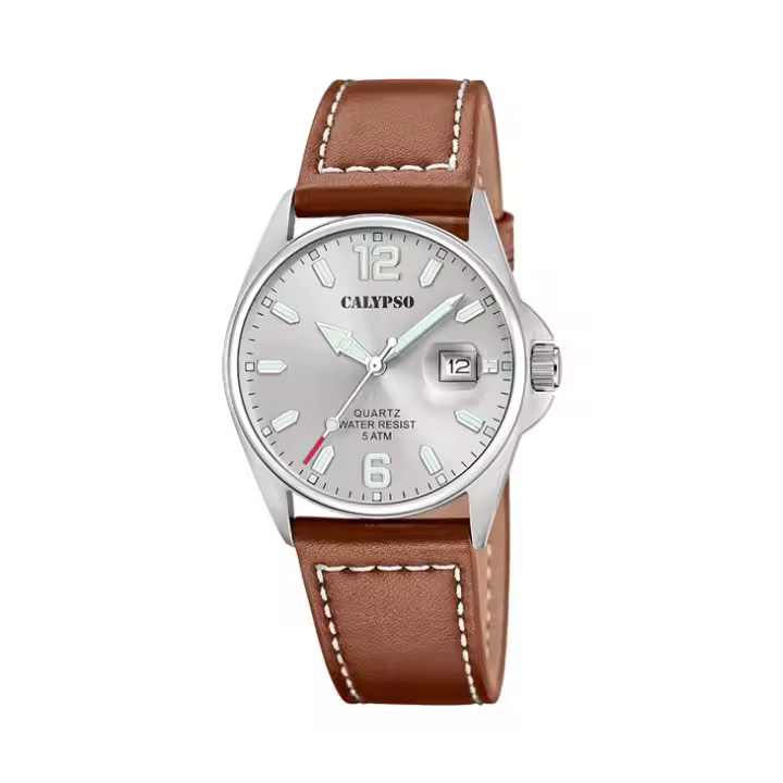 Calypso Watches Reloj Calypso Hombre Colección Basic Esfera Gris y Correa Marrón - 1