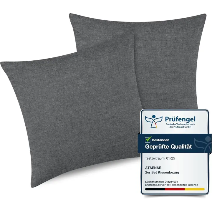 Ropa de cama de 155 x 220 cm, algodón, 2 piezas, color azul cielo, certificado ÖkoTex, con mango de lino, transpirable, 1 funda nórdica y 1 funda de almohada de 80 x 80 cm - 1