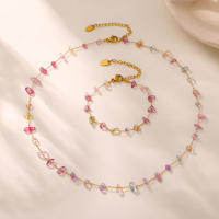 Collar Rosa pulsera de las señoras conjunto de Maple inoxidable de Piedra natural de las cuentos Collar de las mujeres collar de la joyería de lujo de regalo - details 4