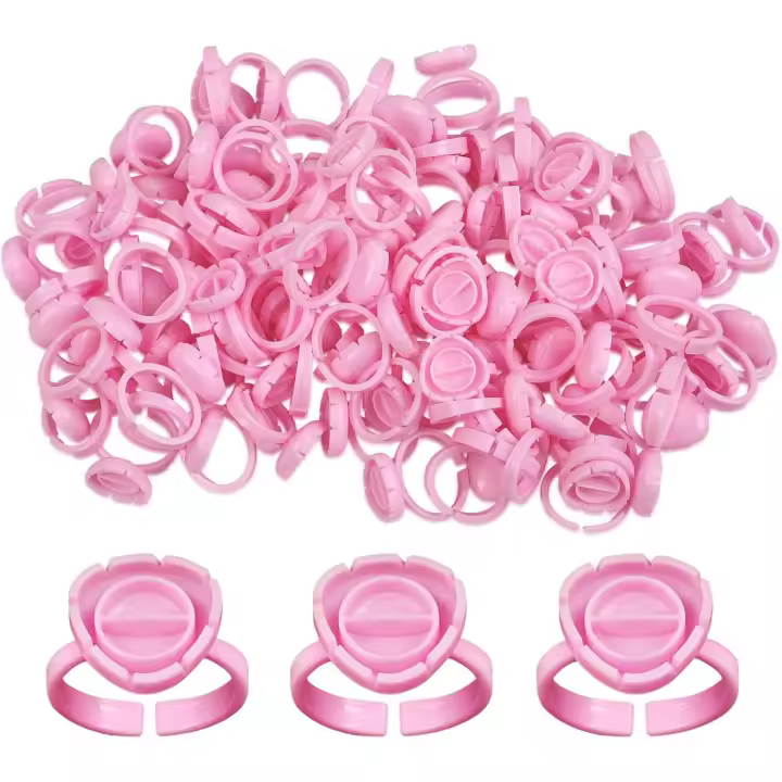 100 piezas de soporte para pestañas, Copas para anillos de pegamento, Copas para extensiones de pestañas, Copas Para de pestañas, 2 métodos de uso (Rosa) - 1