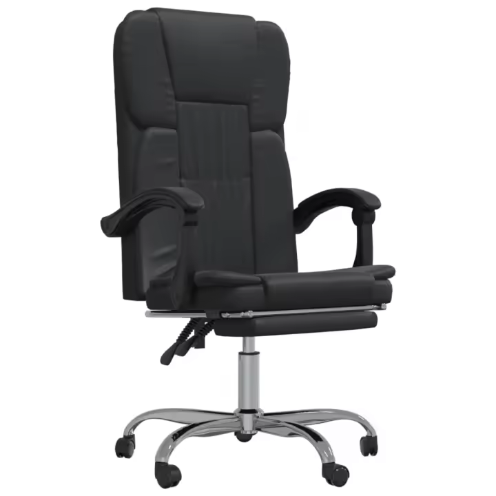 Silla de Oficina reclinable de cuero sintético Negro - 1