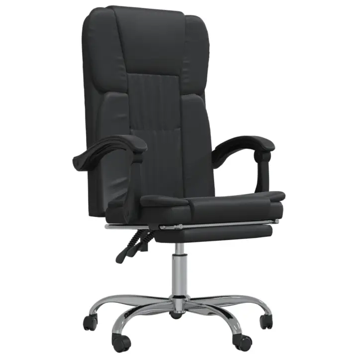 Silla de Oficina reclinable de cuero sintético Negro - 1