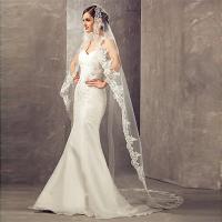 Velo De Novia BABYONLINE De Encaje Al Aire Con Borde De Encaje Catedral Blanco/Ivory Sin Abrazadera Un Solo Encaje Tulle 3 Metros Accesorio De Novia Para Mujer - details 1