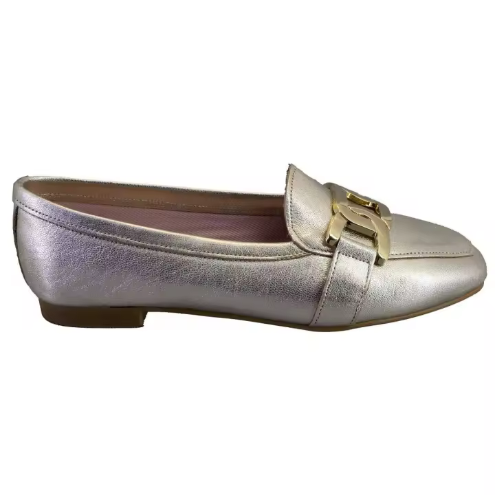 EUFORIA LOTO Mocasines planos de mujer platino PIEL 523 - 1