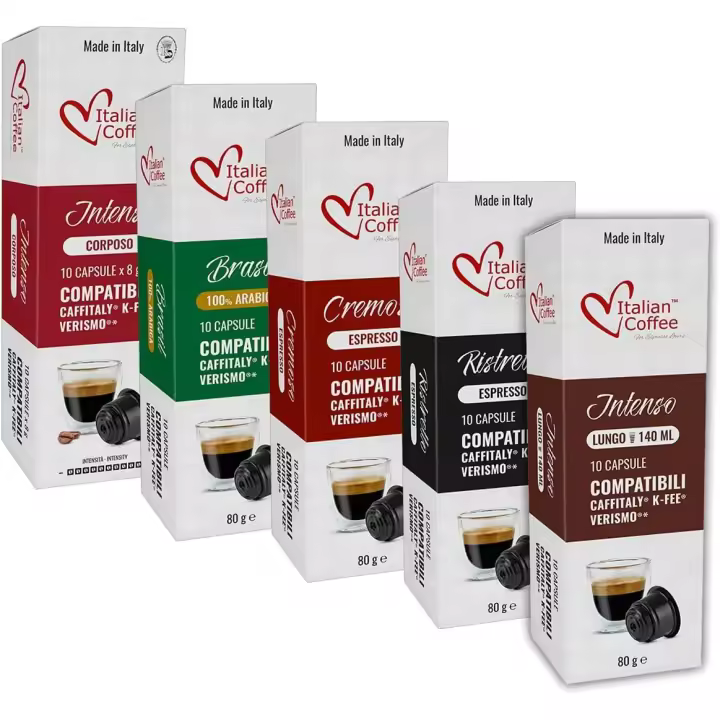 Caffitaly -80 Capsulas de Cafe Compatibles - 5 Variedades Degustación - Cafeteras Caffitaly System - 1